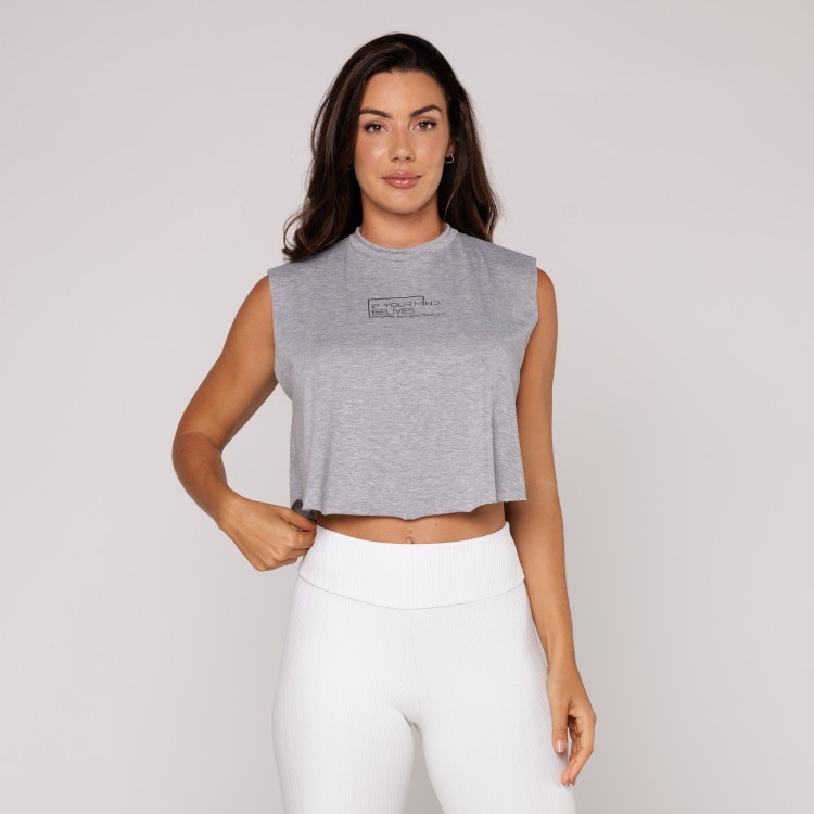 Cropped Arredondado Fitness Viscolycra Academia Mescla Estampado