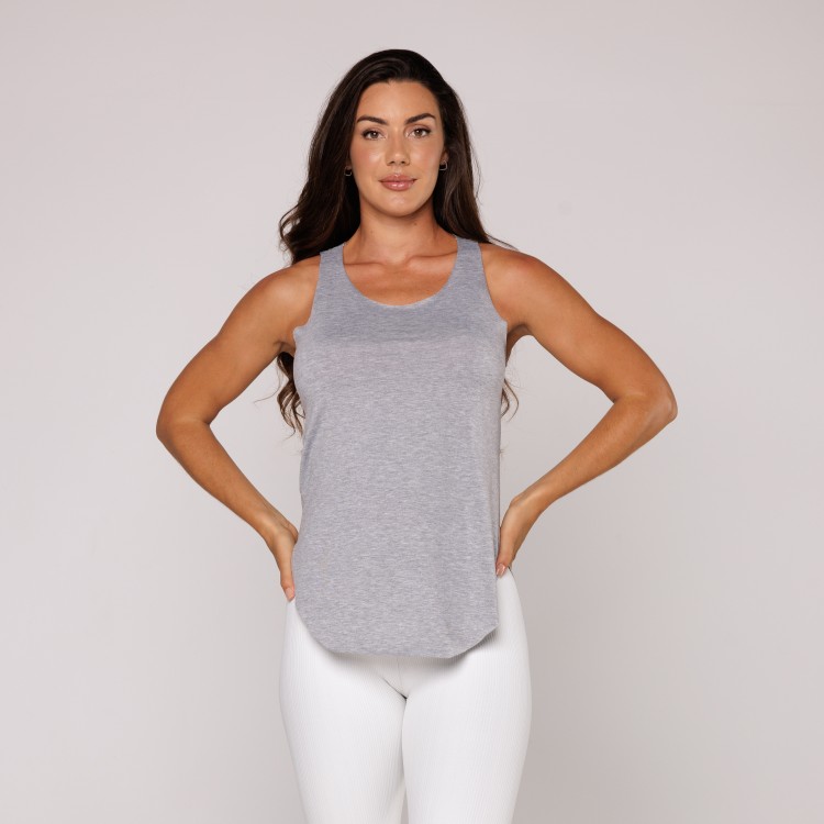 Regata Fitness Academia Viscolycra Cinza Mescla Estampada