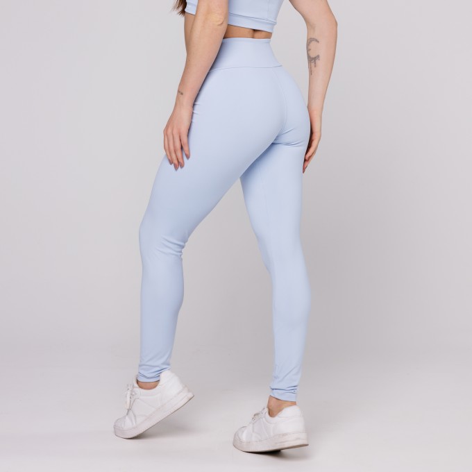 Calça Legging Poliamida Feminina Básica Azul Bebê