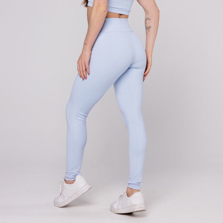 Calça Legging Poliamida Feminina Básica Azul Bebê