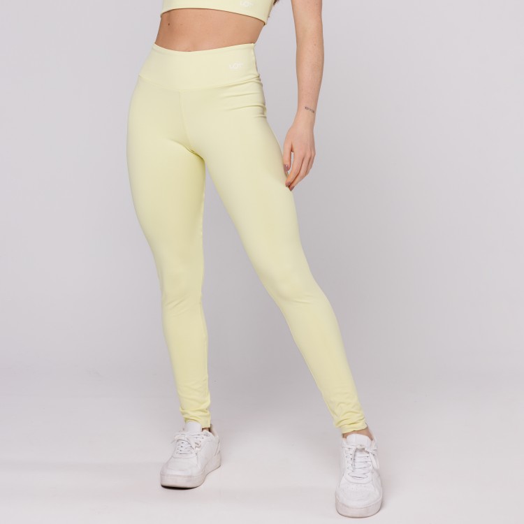 Calça Legging Poliamida Feminina Básica Amarelo Bebê