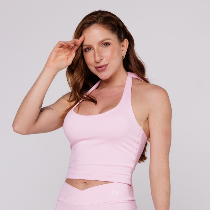 Top Várias Amarrações Suplex Poliamida Premium Rosa bebê