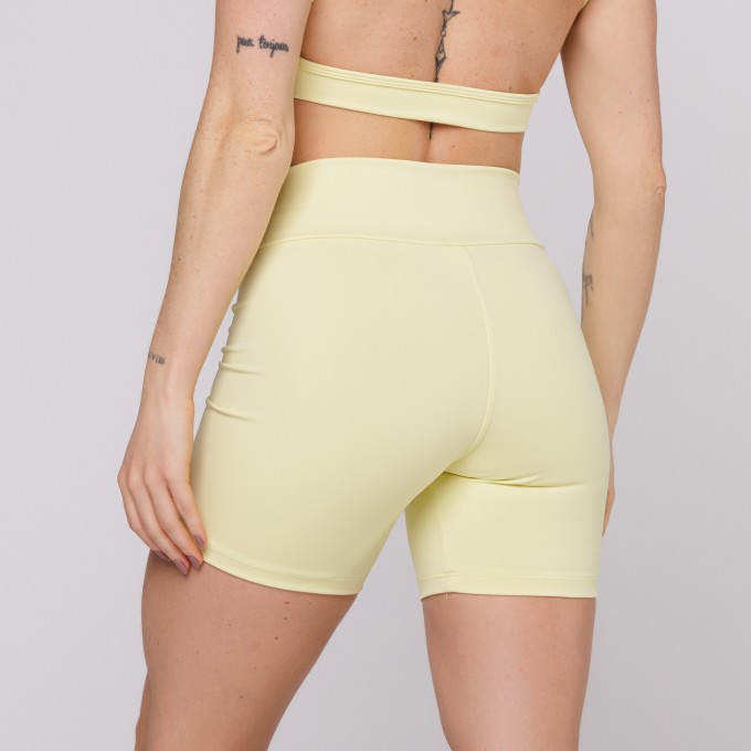 Short Cós Cruzado Suplex Poliamida Academia Feminino Amarelo Bebê
