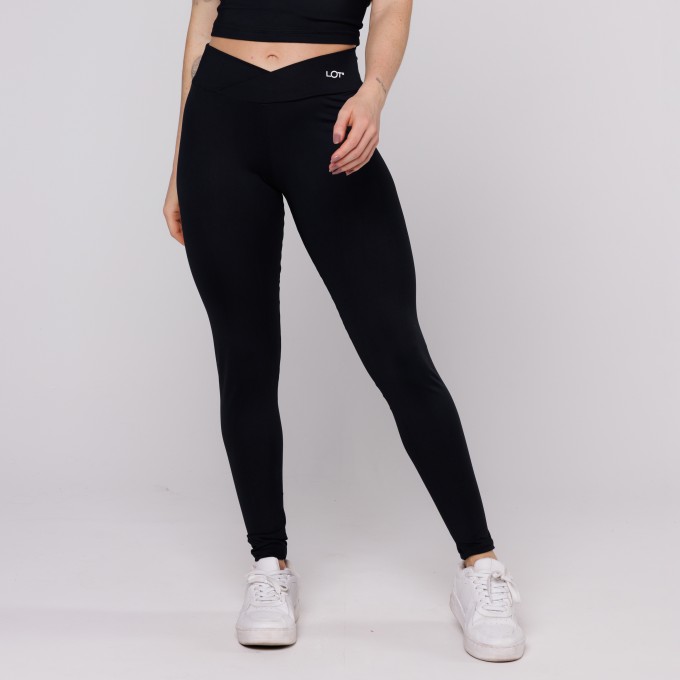 Legging Cós Cruzado Suplex Poliamida Academia Feminina Preto