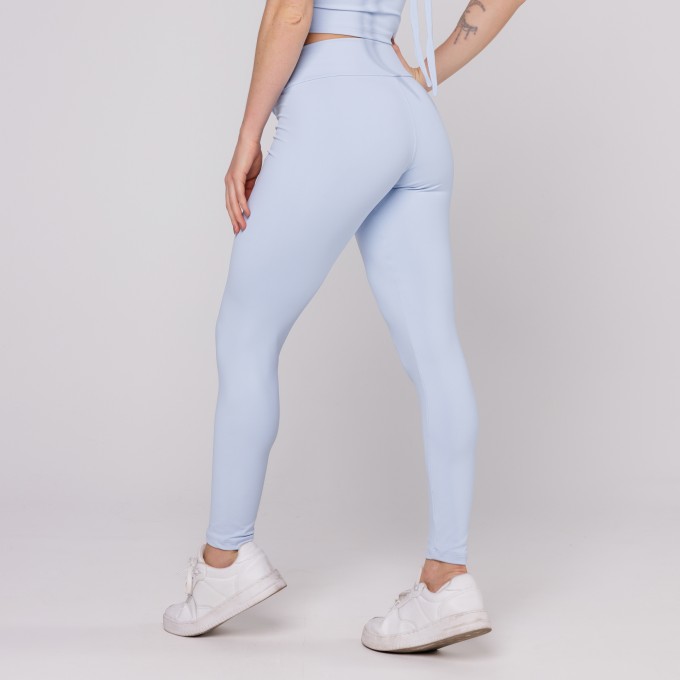 Legging Cós Cruzado Suplex Poliamida Academia Feminina Azul bebê