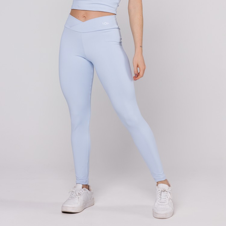 Legging Cós Cruzado Suplex Poliamida Academia Feminina Azul bebê