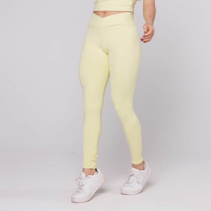 Legging Cós Cruzado Suplex Poliamida Academia Feminina Amarelo bebê