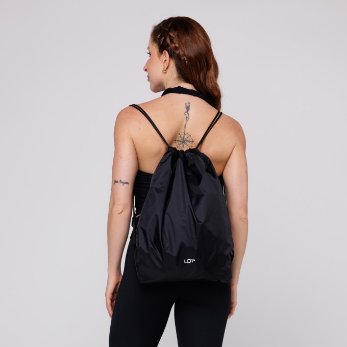 Bolsa Nylon Impermeável Sacochila Feminina Preta