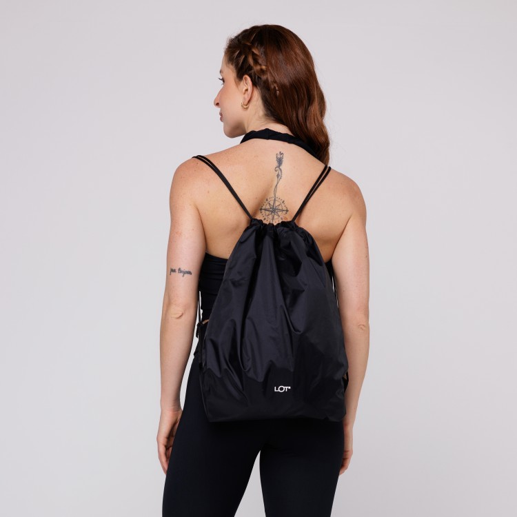 Bolsa Nylon Impermeável Sacochila Feminina Preta