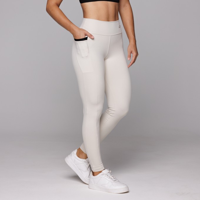 Legging Poliamida Com Bolso Academia Feminina Flower Areia