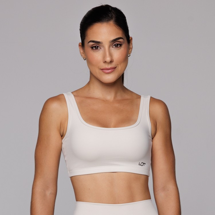 Top Poliamida Feminino Costas Abertas Básico Areia Move