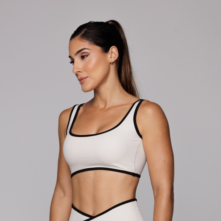 Top Poliamida Feminino Duas Cores Esportivo Alta Sustentação Kate
