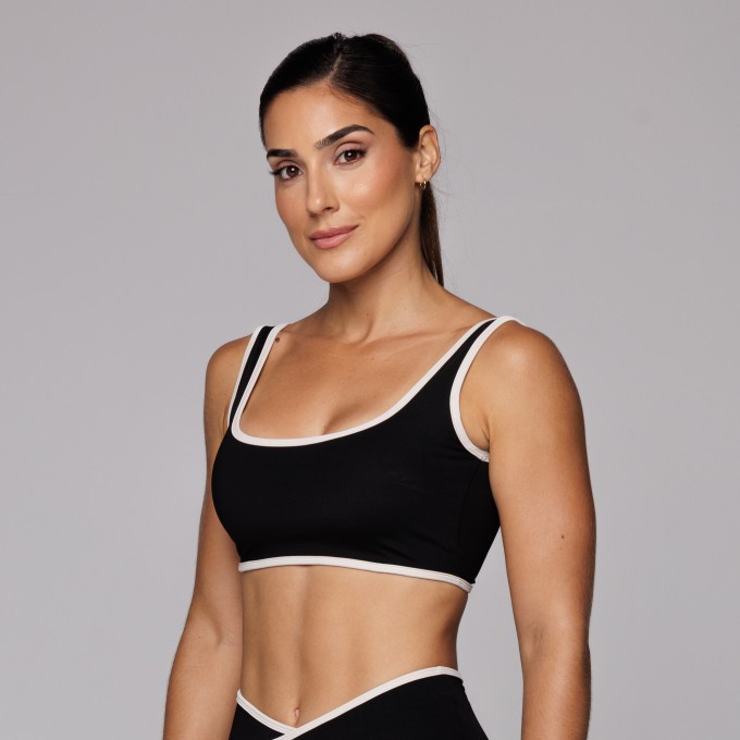 Top Poliamida Feminino Duas Cores Esportivo Alta Sustentação Kate