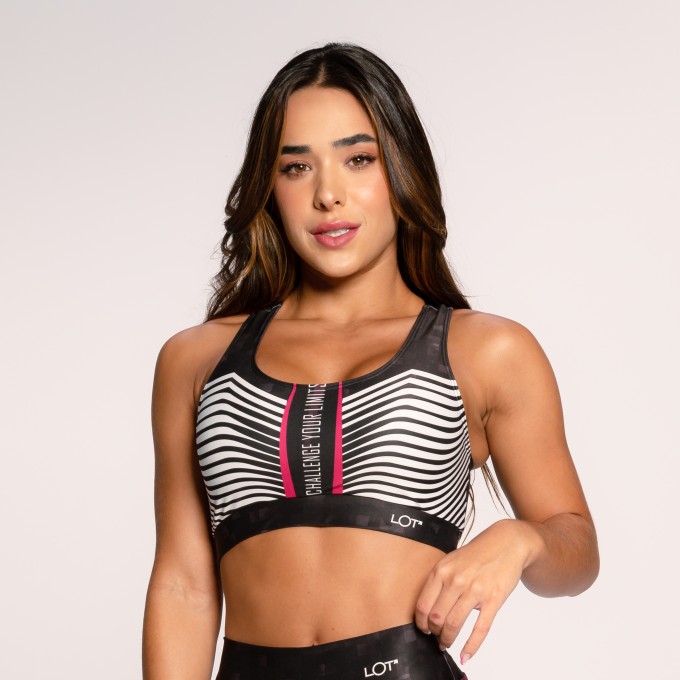 Top Fitness Suplex Estampado Cruzado nas Costas Rosa Challenge