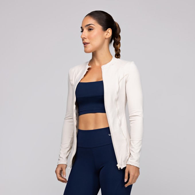 Casaco Feminino Academia Fitness Poliamida Pilates com Zíper Gelo