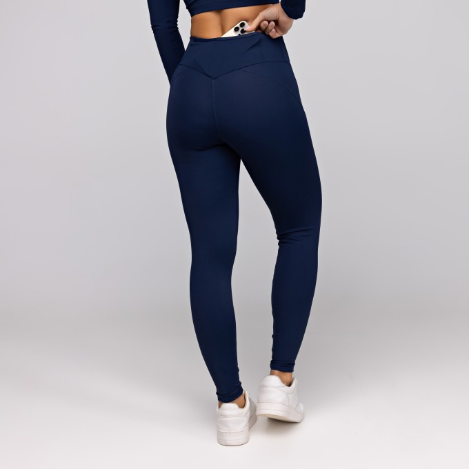 Calça Legging Poliamida Feminina com Bolso Atrás Empina Bumbum Azul