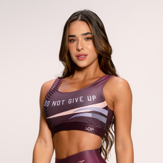 Top Fitness Suplex Estampado Básico Roxo Do Not Give Up