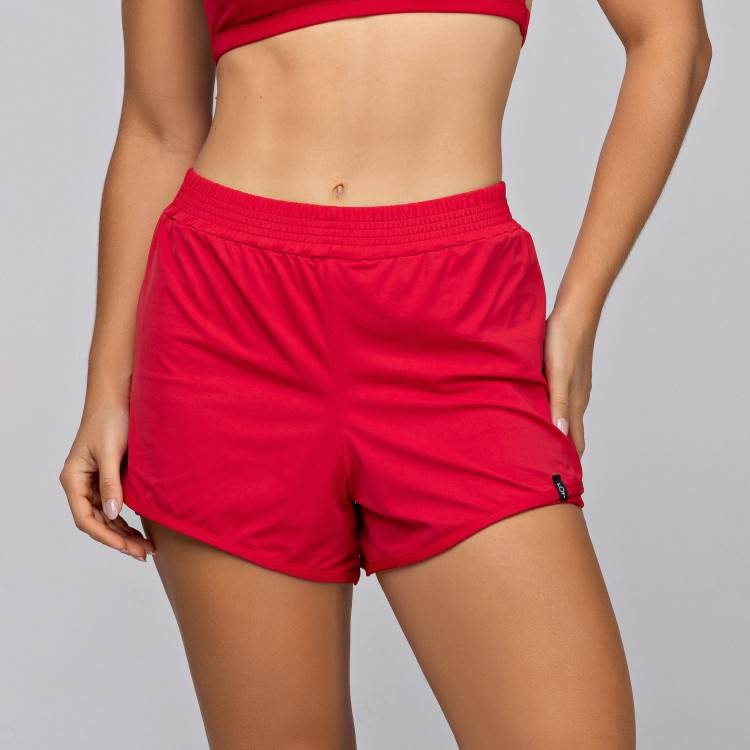 Short Soltinho Duplo Com Bolso Poliamida Corrida Vermelho - Lot