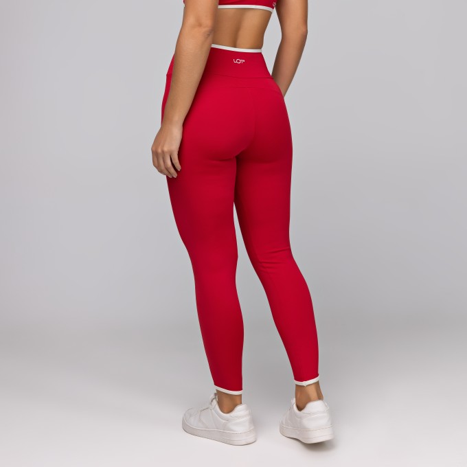 Legging Poliamida Cós Cruzado Afina Cintura Esportiva Kate Vermelho