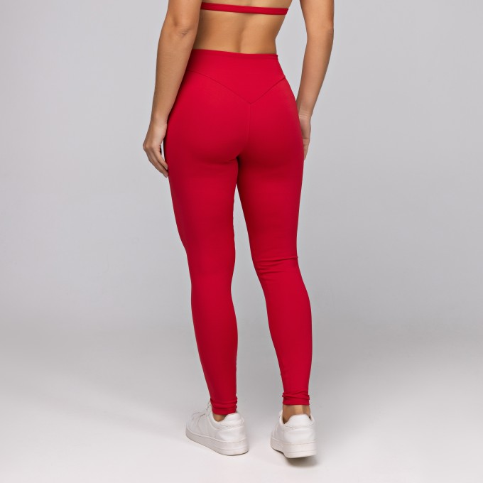 Calça Legging Empina Bumbum Detalhe V Vermelha