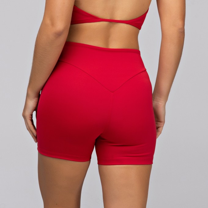 Short Poliamida Academia Feminino Empina Bumbum Vermelho