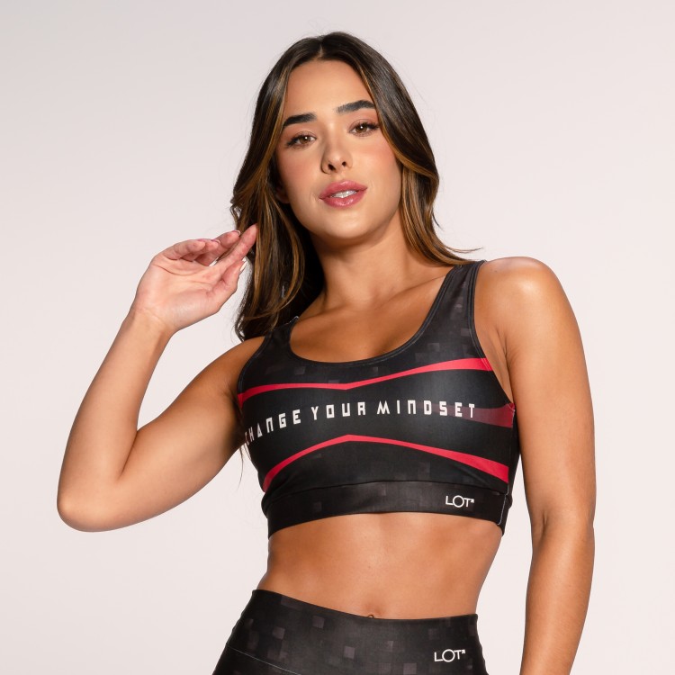 Top Fitness Academia Suplex Estampado Básico Preto Change