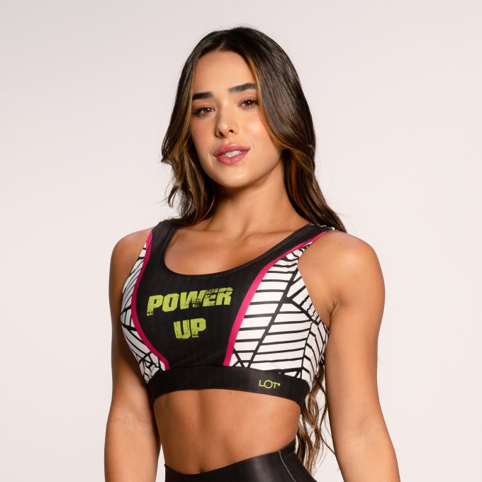 Top Fitness Suplex Estampado Básico Branco Power Up