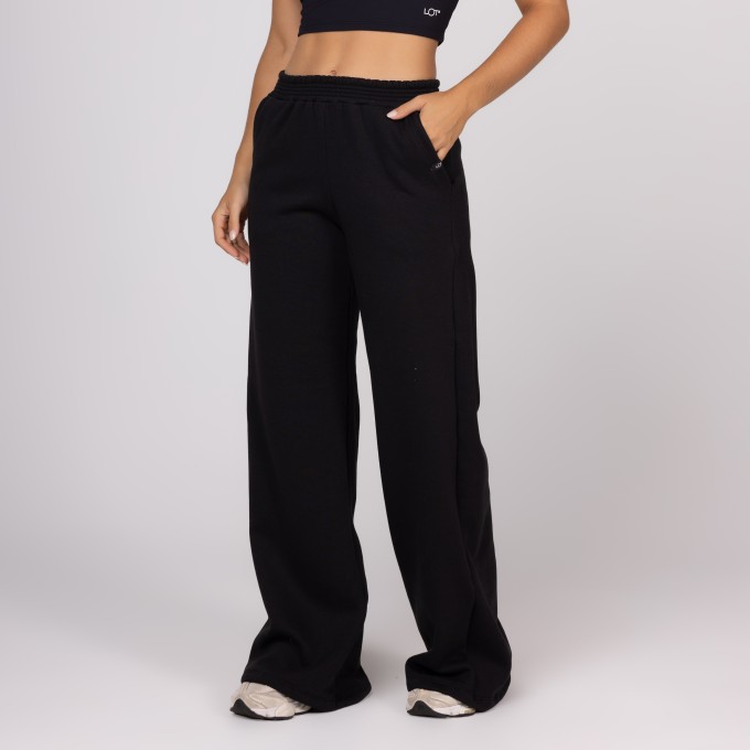 Calça de Moletinho Preta Feminino Soltinho