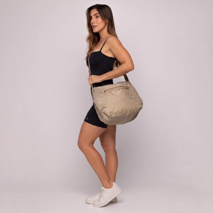 Bolsa Nylon Impermeável Academia Feminina Areia
