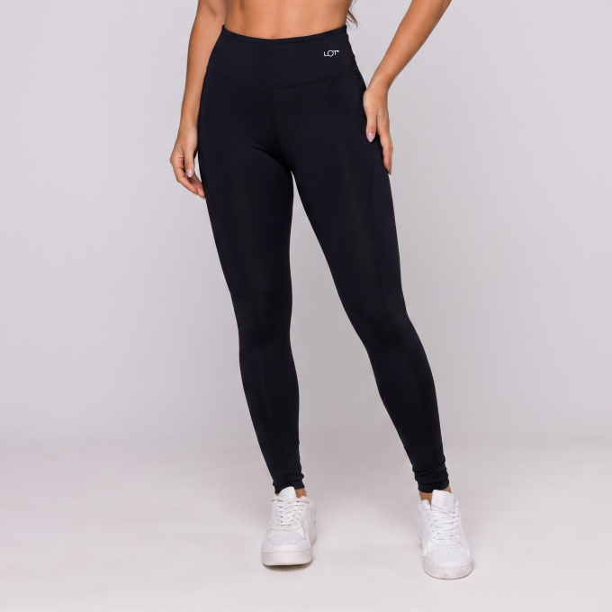 Calça Legging Poliamida Feminina Bolso Atrás Empina Bumbum Preta