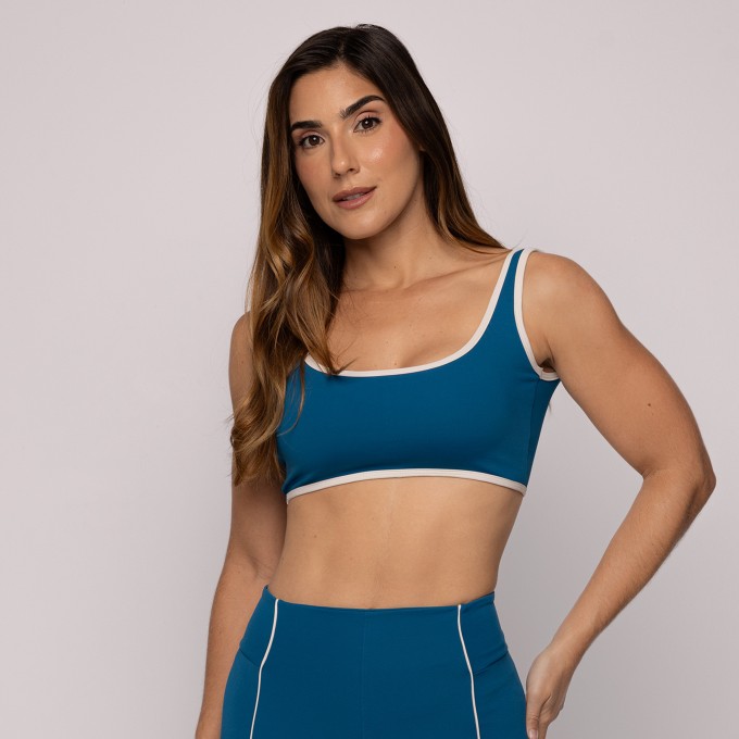Top Poliamida Feminino Duas Cores Esportivo Alta Sustentação Kate
