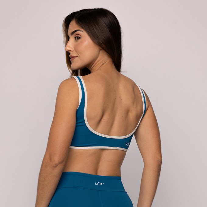 Top Poliamida Feminino Duas Cores Esportivo Alta Sustentação Kate