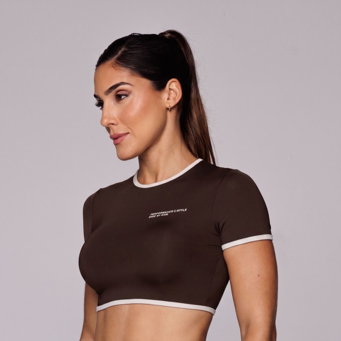 Cropped com Manga Microfibra Barrinha Branca Estampado