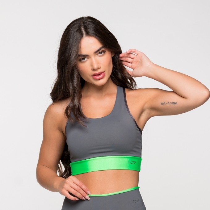 Top Fitness Poliamida com Cós Verde Neon Los Angeles