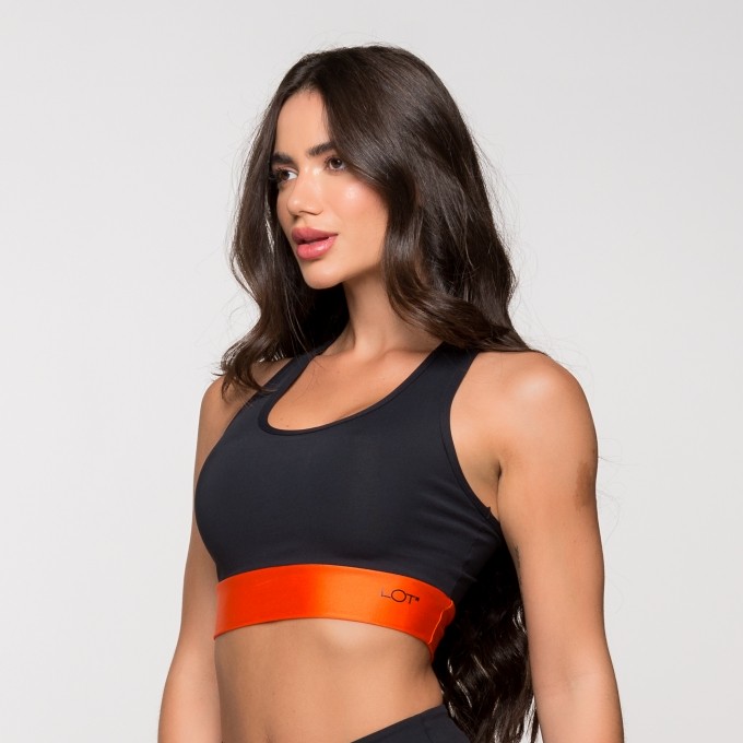 Top Fitness Poliamida Nadador com Detalhe Laranja Londres