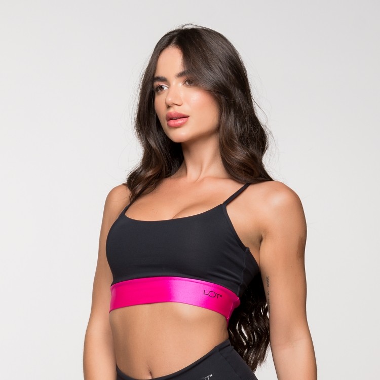 Top Fitness Poliamida com Detalhe nas Costas Cruzada Rosa Pequim