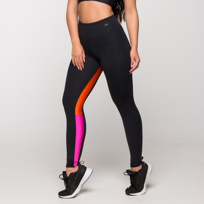 Calça Legging Poliamida Faixa Interna Rosa e Laranja Nova York