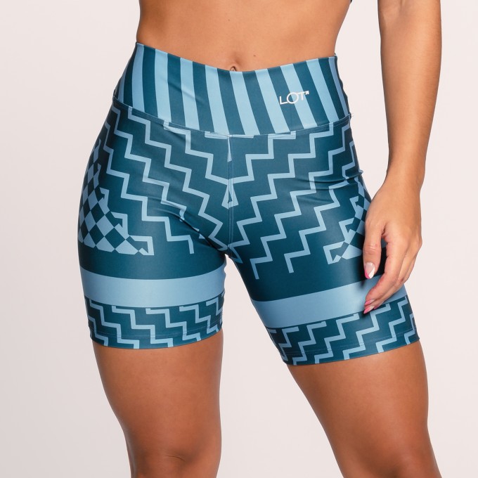 Short Fitness Suplex Estampado Azul Quadriculado