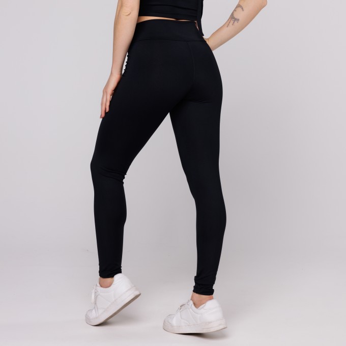 Legging Cós Cruzado Suplex Poliamida Academia Feminina Preto