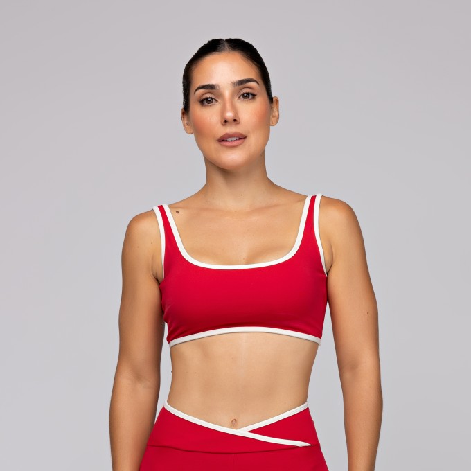 Top Poliamida Feminino Duas Cores Esportivo Alta Sustentação Kate