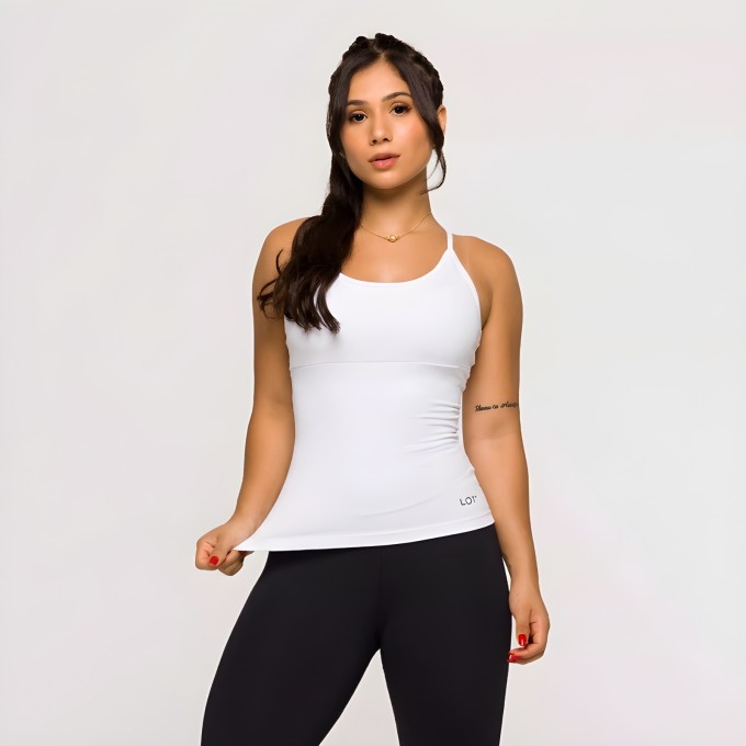 Regata Alcinha Fitness Feminina Microfibra Geladinha Branca