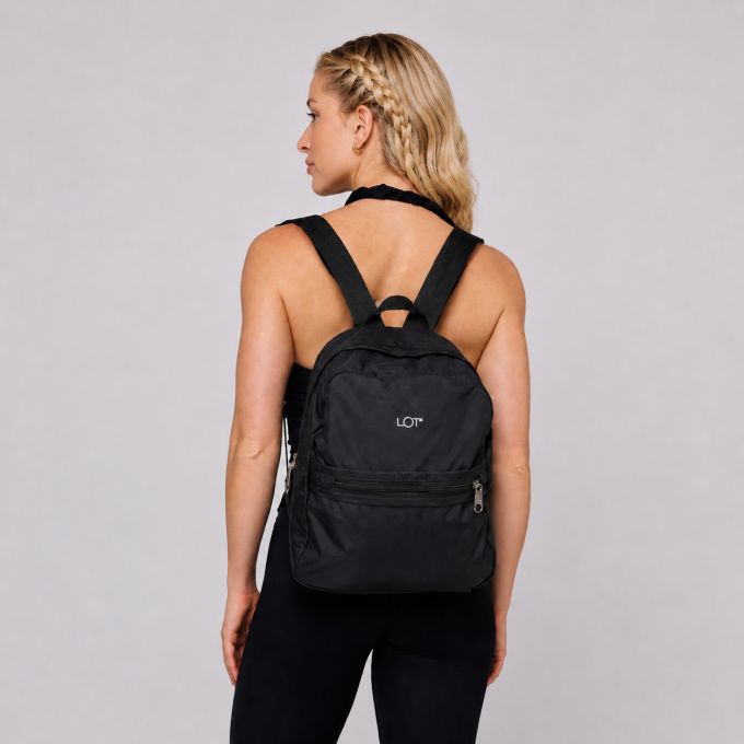 Mochila Feminina Preta Nylon Impermeável Alça Regulável